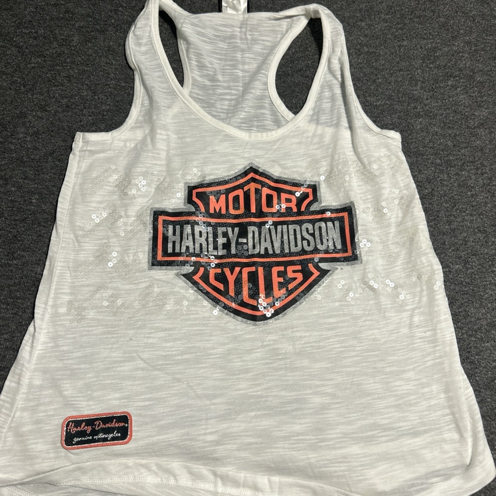 Harley-Davidson White and Black Tank Top